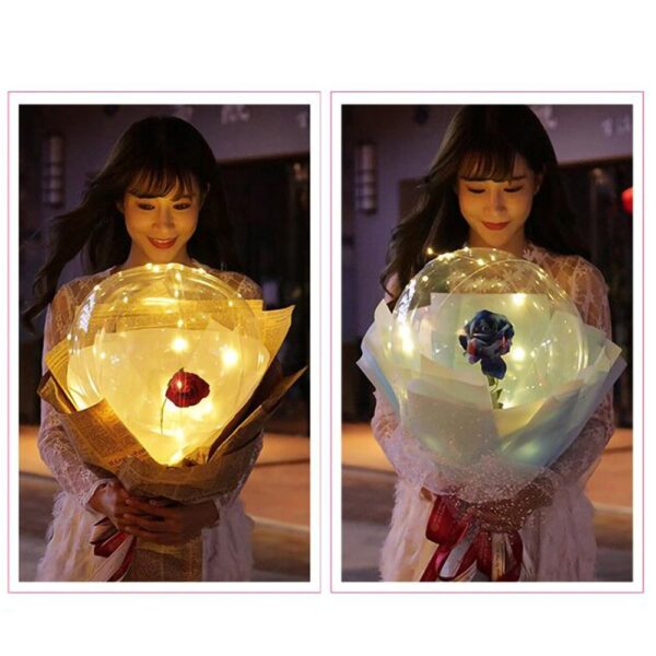 LED Luminous Balloon Rose Bouquet Transparent Bobo Ball Rose - Image 4