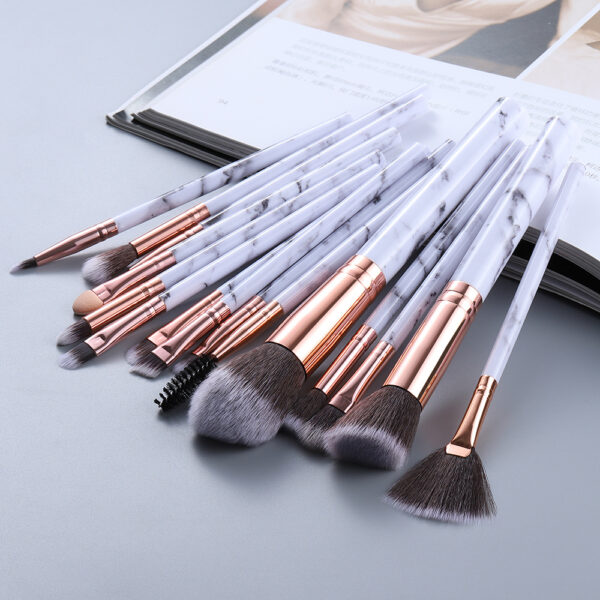 15 Marbled Design Makeup Brushes Set - Image 7