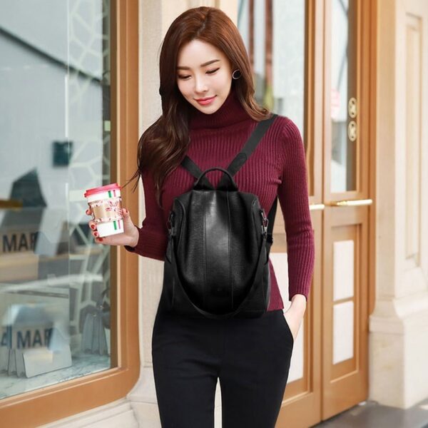 Women's solid color large capacity backpack - Image 6